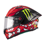 Casque intégral MT KRE+ S Piqueras B5 gloss de profil gauche, déco Monster et coque composite