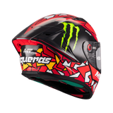 Casque intégral MT KRE+ S Piqueras de trois-quarts arrière, déco replica et spoiler