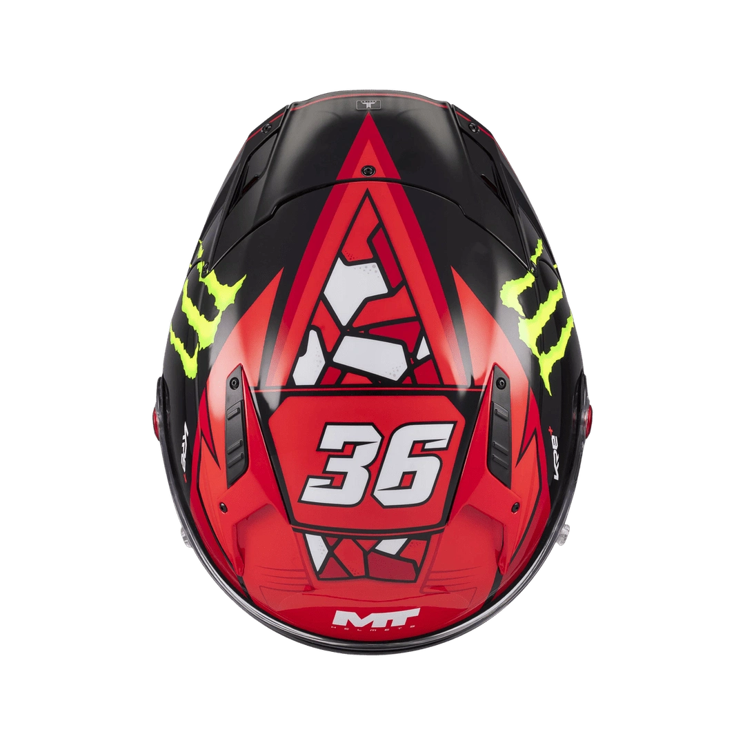 Casque intégral MT KRE+ S Piqueras vue de dessus, numéro 36 et aérations supérieures