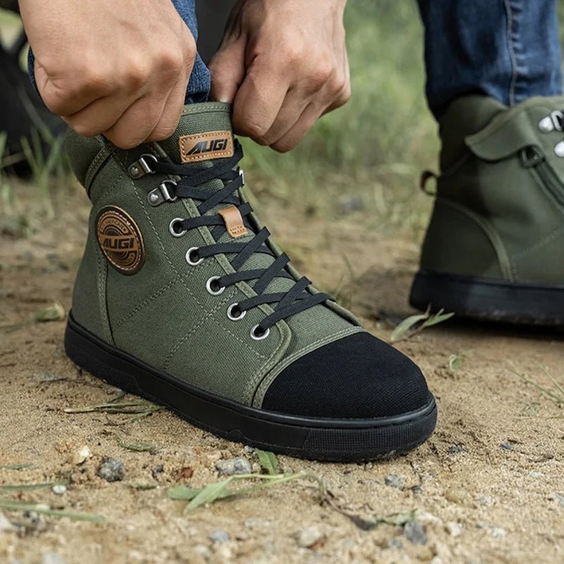 Basket Moto Vintage en Toile avec Semelle Blindée | AUGI HERITAGE™ - LE PRATIQUE DU MOTARD