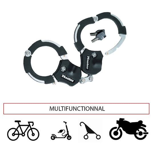 Antivol Velo / Trottinette A Menotte Masterlock Street Cuff L36 Cm - Livre Avec 4 Cles - Niveau Securite 9