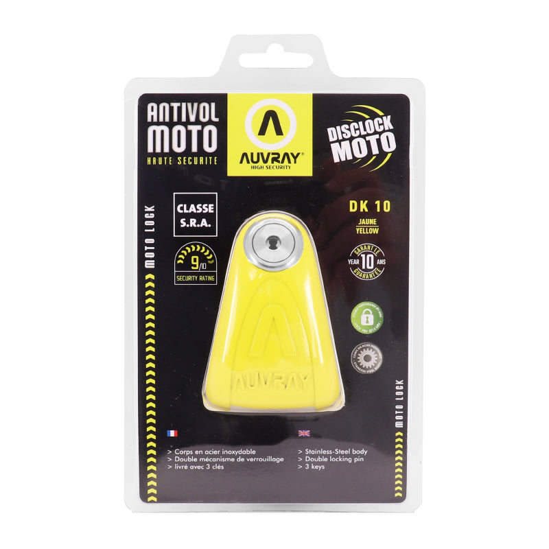 Antivol Bloque Disque Auvray Dk10 Diam 10Mm Jaune (Classe Sra)