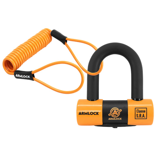 Antivol U / Bloque Disque Armlock Ck5 Noir/Orange Mini 52X65Mm Diam 16Mm Avec Cordon De Rappel Orange (Classe Sra) (3 Cles)