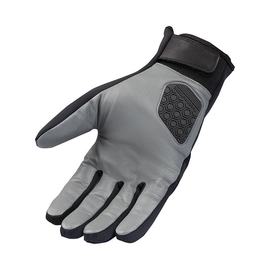 Gants moto hiver Sprint Hydroscud Noir/Gris — côté paume : cuir gris et insert alvéolé en caoutchouc