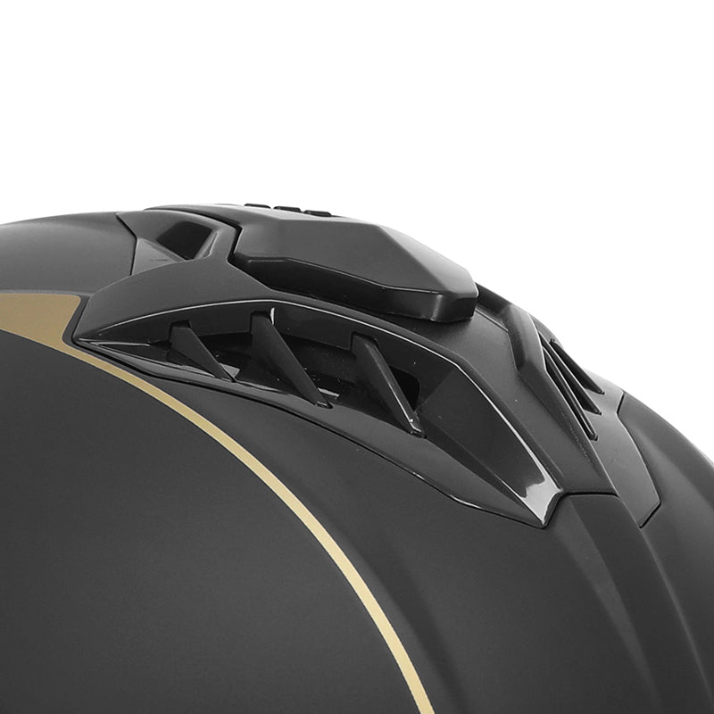 Casque intégral ADX AI500 EVO Noir/Or Mat — détail du dessus de la coque