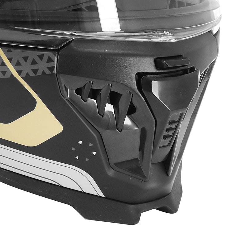 Casque intégral ADX AI500 EVO Noir/Or Mat — détail de la mentonnière