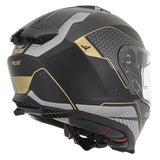 Casque intégral ADX AI500 EVO Noir/Or Mat — vue trois-quarts arrière, côté droit