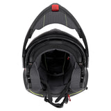 Casque modulable ADX AM600 Noir Mat — vue de face, mentonnière relevée, intérieur du casque