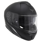 Casque modulable ADX AM600 Noir Mat — vue trois-quarts avant, mentonnière fermée