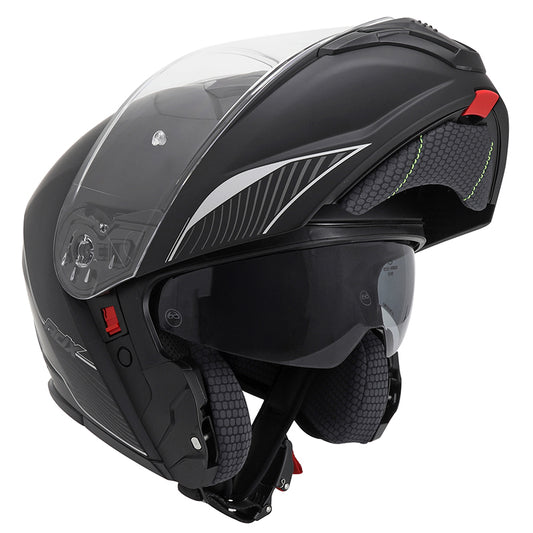 Casque modulable ADX AM600 Noir Mat — mentonnière relevée, pare-soleil intégré abaissé