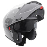 Casque modulable ADX AM600 Gris Brillant — mentonnière relevée, pare-soleil intégré abaissé