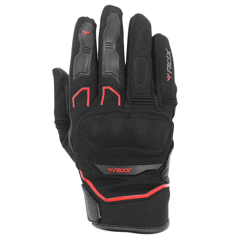 Gants moto hiver Detroit Noir/Rouge — dos de la main de face