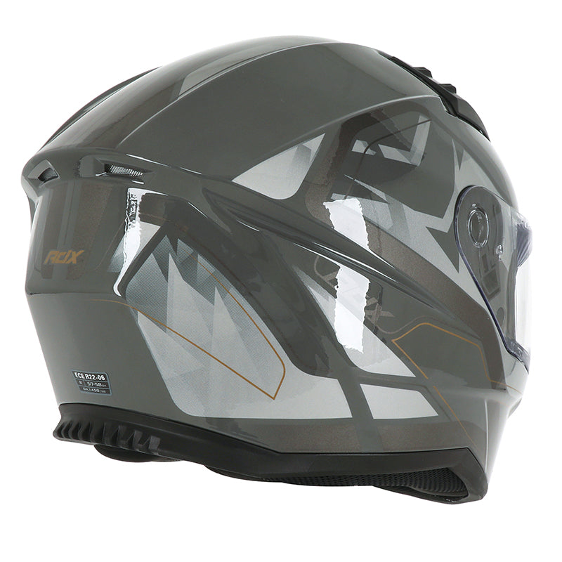 Casque intégral ADX AI400 EVO Gris Brillant — vue trois-quarts arrière, côté droit