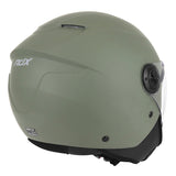 Casque jet ADX AJ020 Vert Olive Mat — vue trois-quarts arrière, côté droit