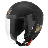 Casque jet enfant ADX AJK Noir Mat — vue trois-quarts avant, côté droit