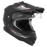 Casque cross/trail ADX AC900 Noir/Argent Mat — écran et pare-soleil relevés