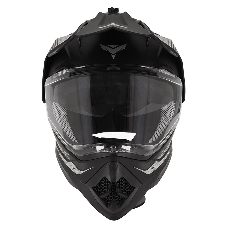 Casque cross/trail ADX AC900 Noir/Argent Mat — vue de face