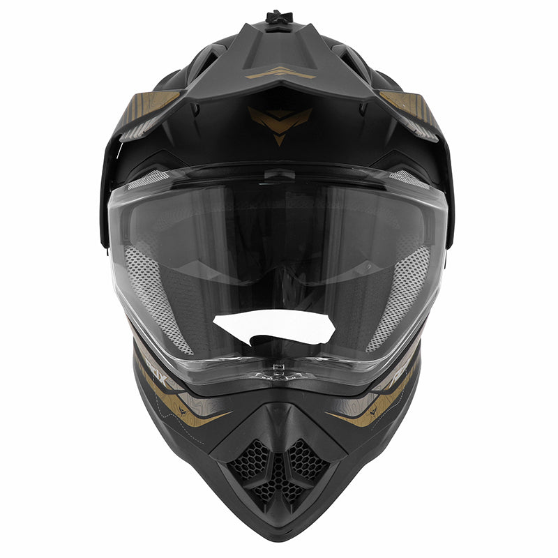 Casque cross/trail ADX AC900 Noir/Or Mat — vue de face