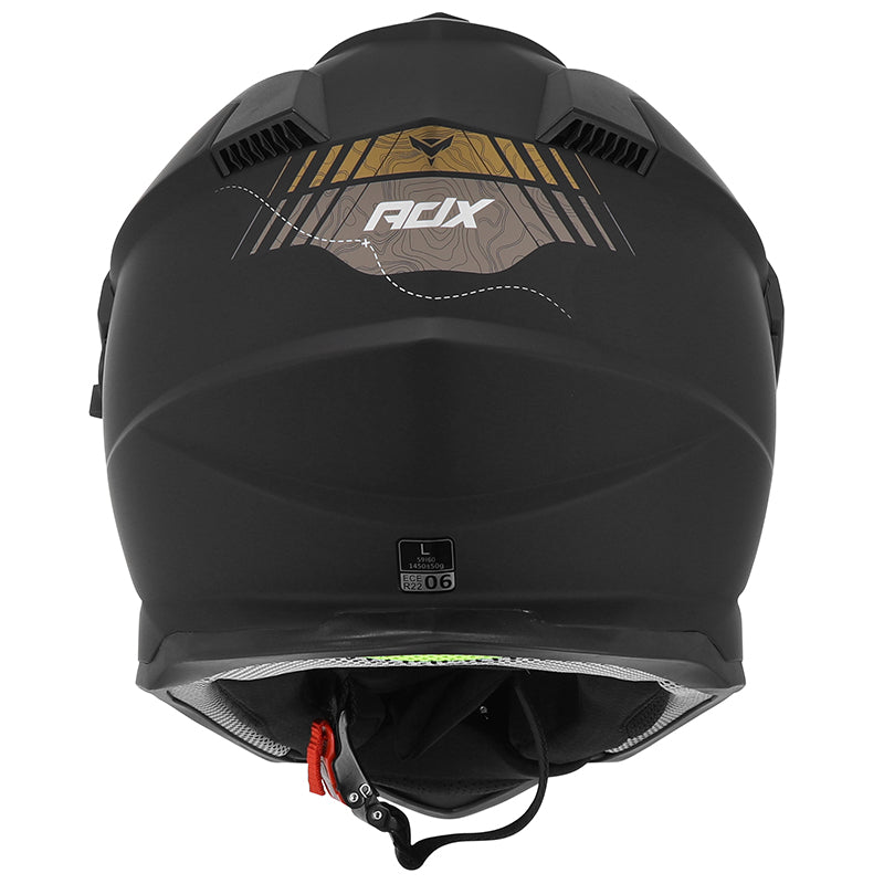 Casque cross/trail ADX AC900 Noir/Or Mat — vue arrière