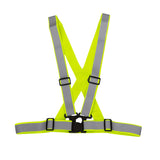 Bretelles réfléchissantes jaune fluo — vue d’ensemble, sangles et boucle