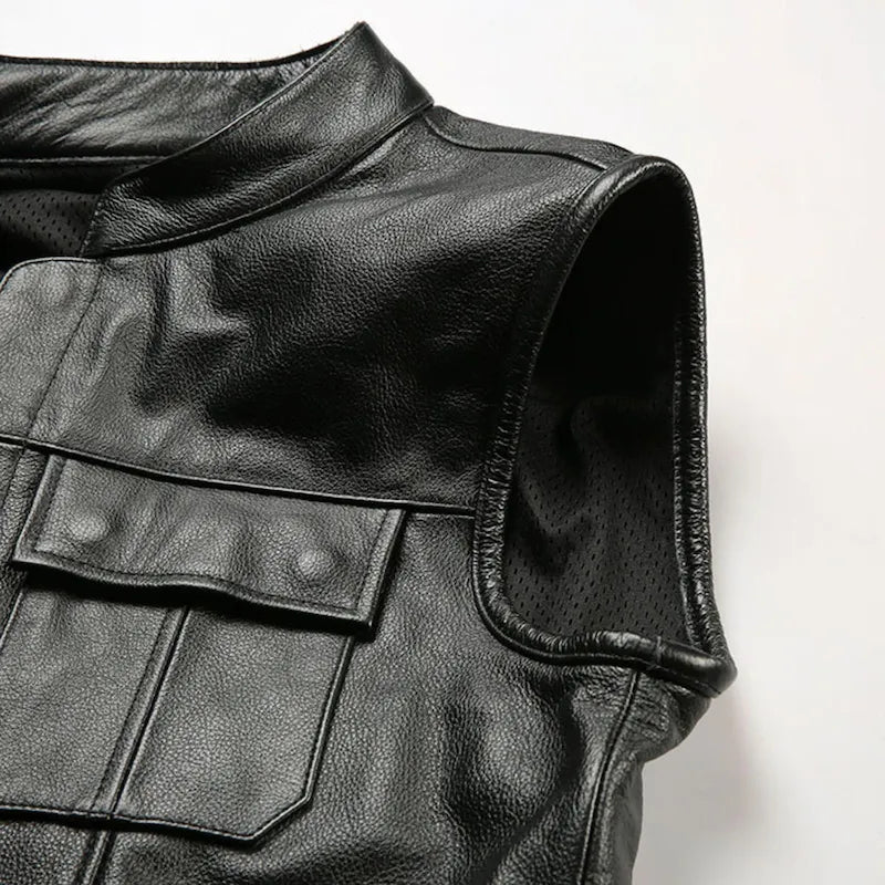 Gilet cuir biker Harley Davidson - SOA - LE PRATIQUE DU MOTARD