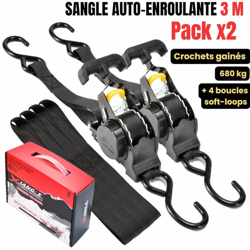 Sangle Automatique Rétractable a cliquet | 3.30m - 680kg - LE PRATIQUE DU MOTARD