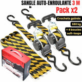 Sangle Automatique Rétractable a cliquet | 3.30m - 680kg - LE PRATIQUE DU MOTARD