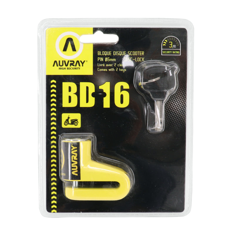 Antivol Bloque Disque Auvray Bd16 (Diam 6Mm) Jaune