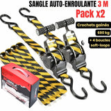Sangle Automatique Rétractable a cliquet | 3.30m - 680kg - LE PRATIQUE DU MOTARD
