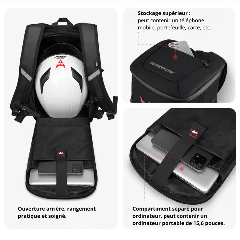 Sac à dos moto étanche 24/28L | MC - 0137 – Ergonomique, Grande Capacité et Sécurité Réfléchissante - LE PRATIQUE DU MOTARD