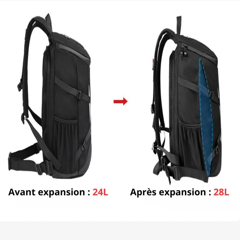 Sac à dos moto étanche 24/28L | MC - 0137 – Ergonomique, Grande Capacité et Sécurité Réfléchissante - LE PRATIQUE DU MOTARD