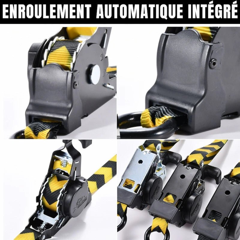 Sangle Automatique Rétractable a cliquet | 3.30m - 680kg - LE PRATIQUE DU MOTARD