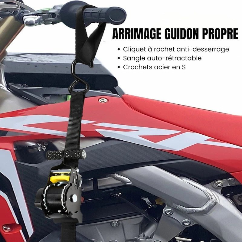 Sangle Automatique Rétractable a cliquet | 3.30m - 680kg - LE PRATIQUE DU MOTARD