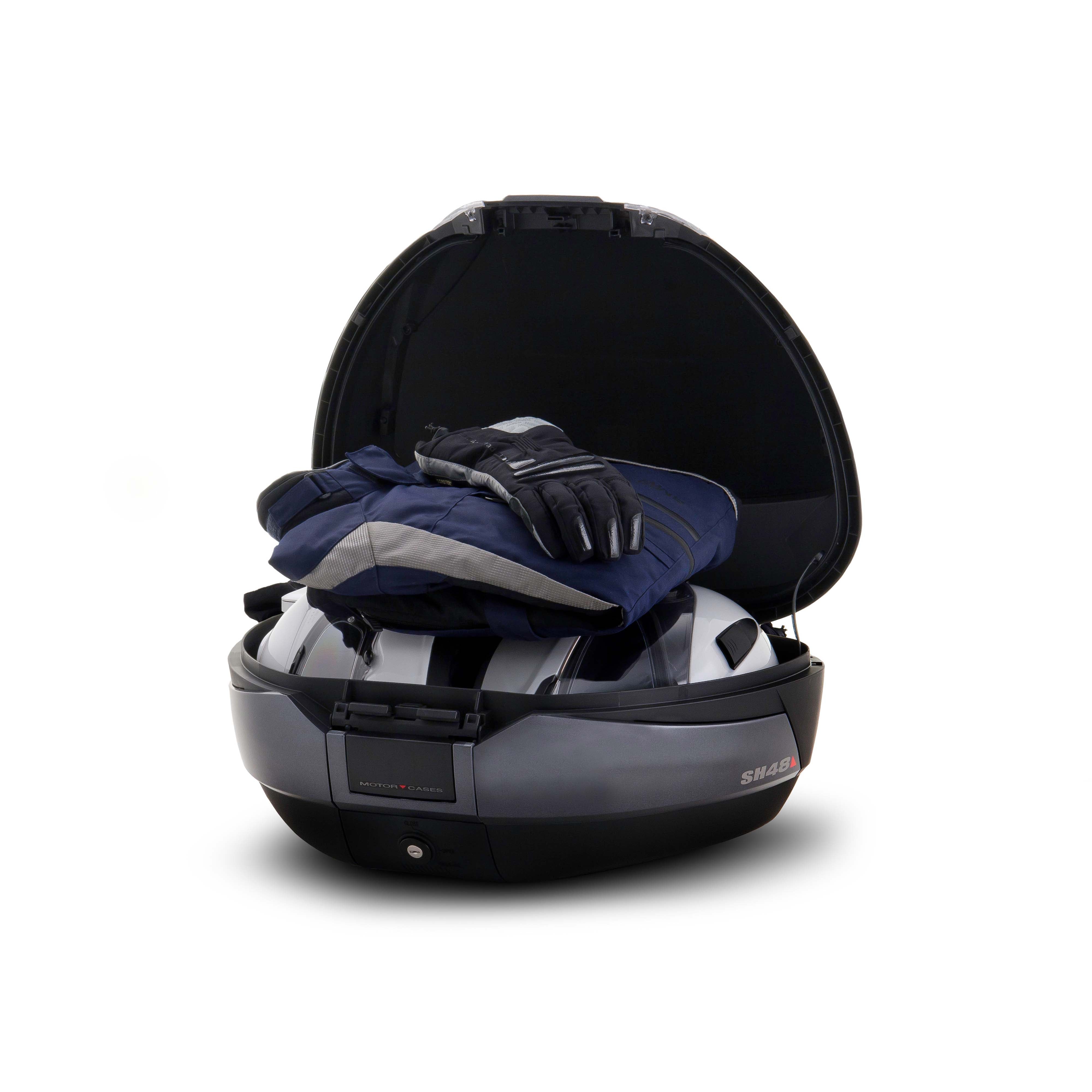 Top Case SHAD SH48 Gris Foncé — Top Case Moto 48L Premium - LE PRATIQUE DU MOTARD