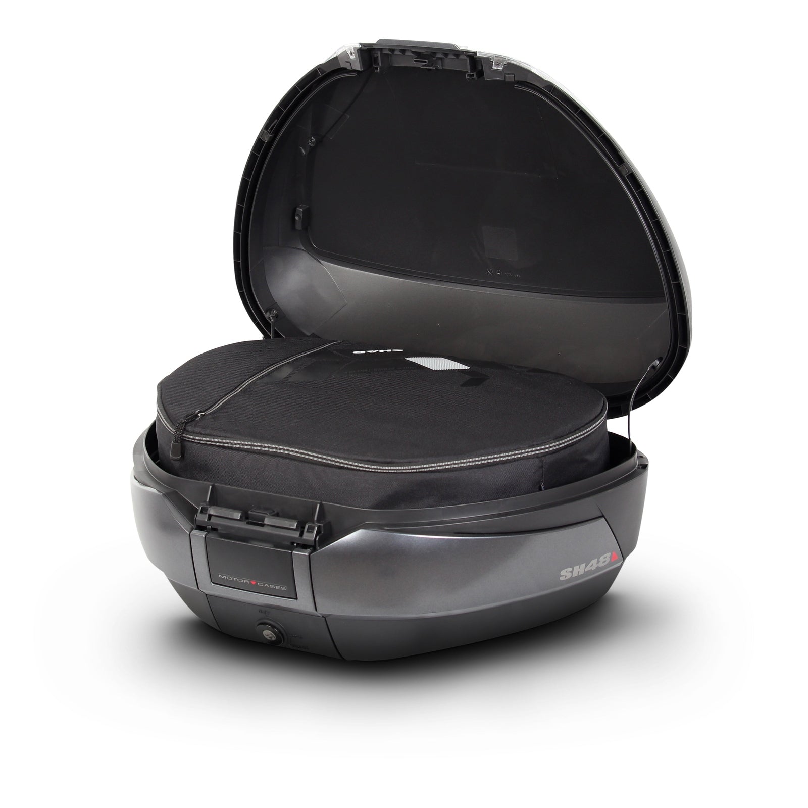 Top Case SHAD SH48 Carbon + Dosseret — Top Case Moto 48L Carbone avec Dosseret - LE PRATIQUE DU MOTARD