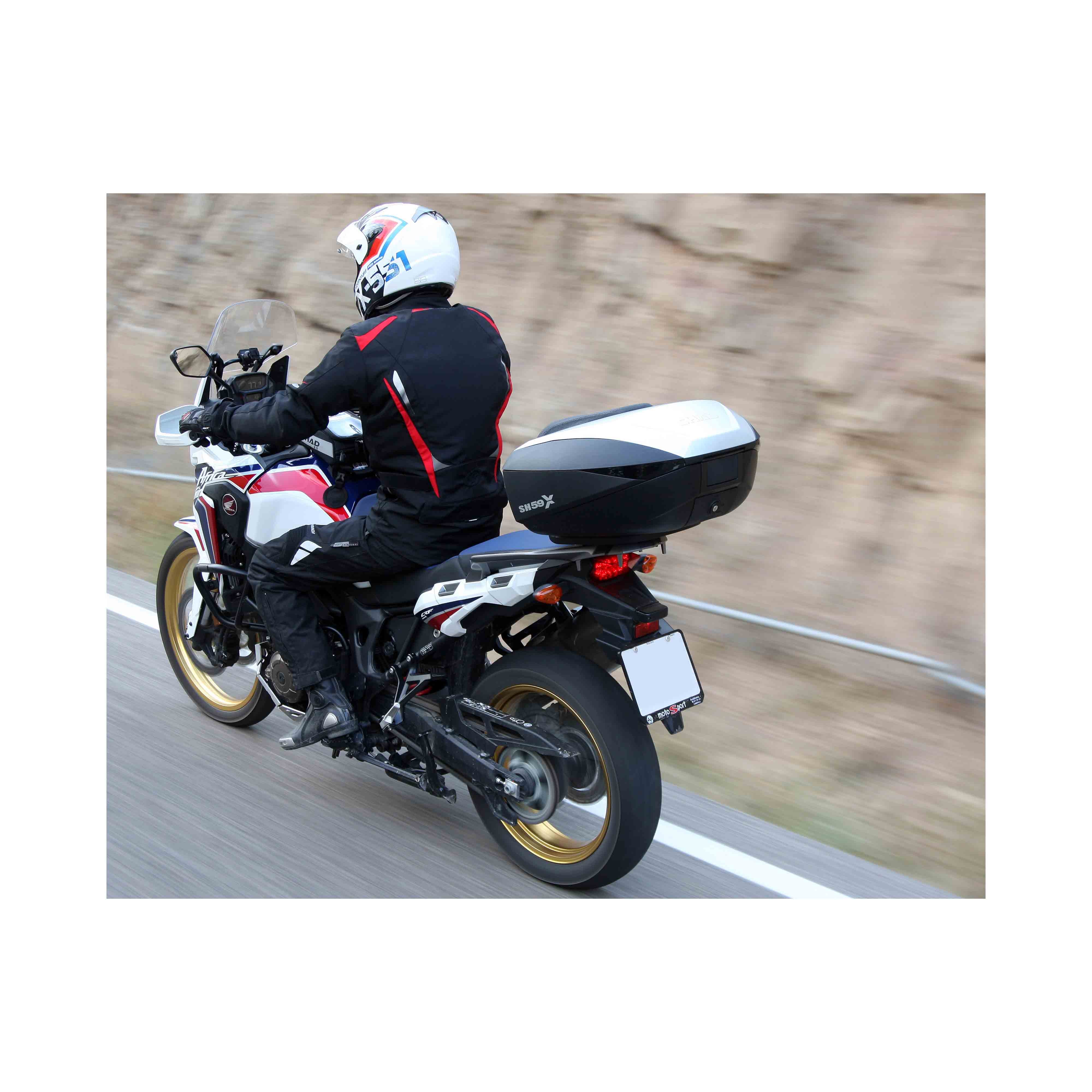 Top Case SHAD SH59X Aluminium — Top Case Extensible 59 - 68L Alu - LE PRATIQUE DU MOTARD