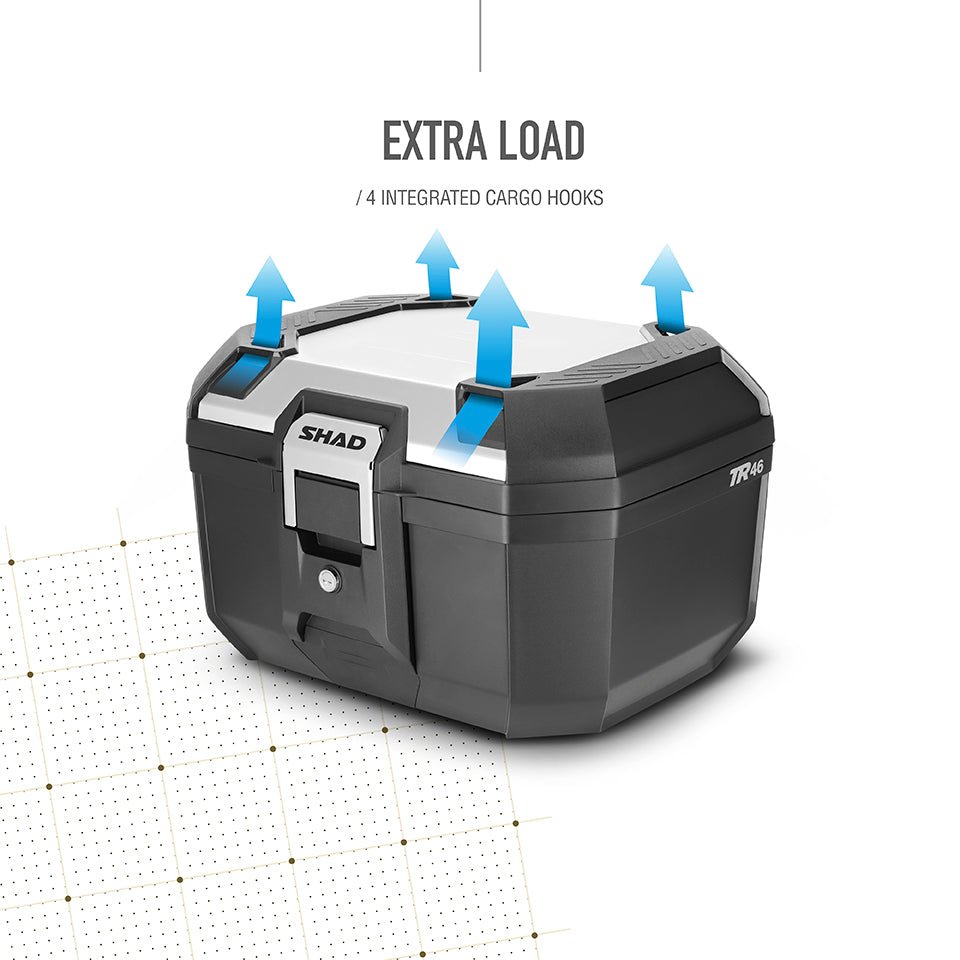 Top Case SHAD TR46 Terra Aluminium — Top Case Adventure Alu Poli 46L - LE PRATIQUE DU MOTARD