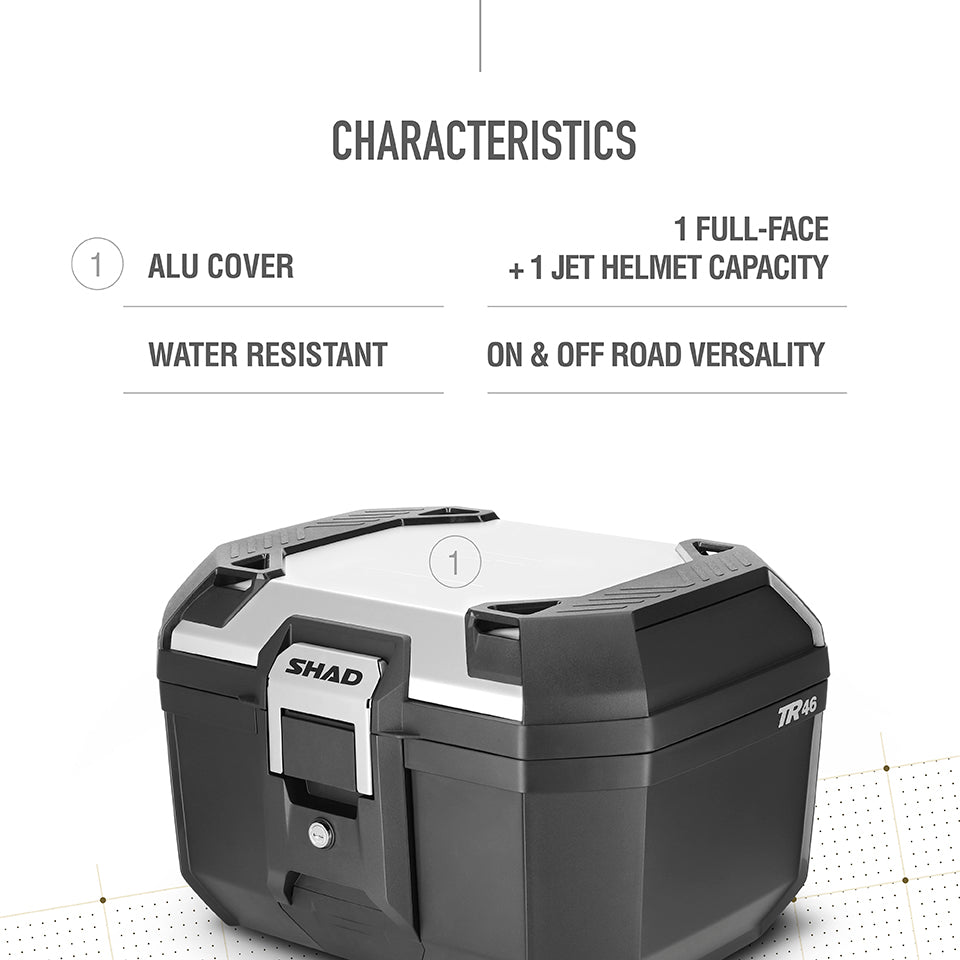 Top Case SHAD TR46 Terra Aluminium — Top Case Adventure Alu Poli 46L - LE PRATIQUE DU MOTARD