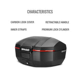 Top Case SHAD SH51 Carbon — Top Case Moto 51L Grand Volume Carbone - LE PRATIQUE DU MOTARD