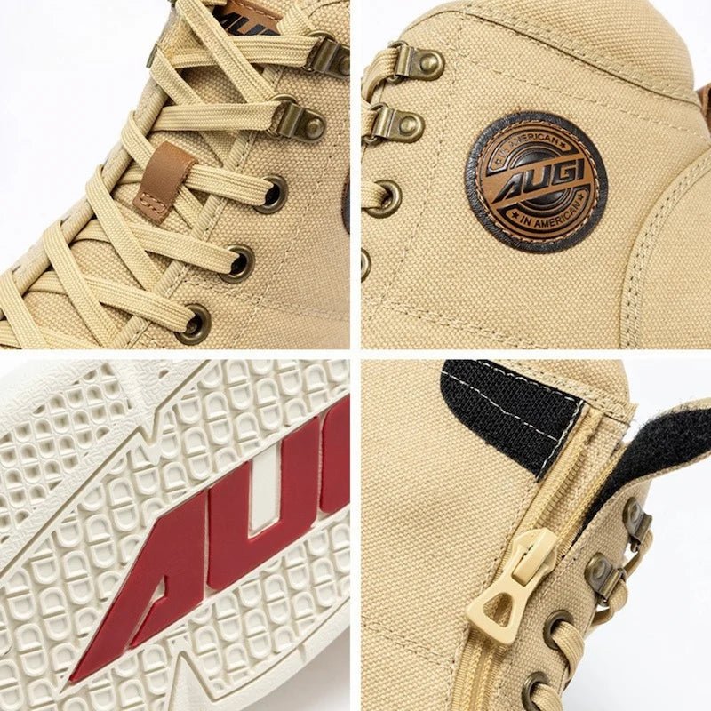 Basket Moto Vintage en Toile avec Semelle Blindée | AUGI HERITAGE™ - LE PRATIQUE DU MOTARD