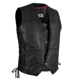 Gilet Cuir Biker — Lacets Latéraux | 100% Cuir Vachette | Urban Rebel™ - LE PRATIQUE DU MOTARD