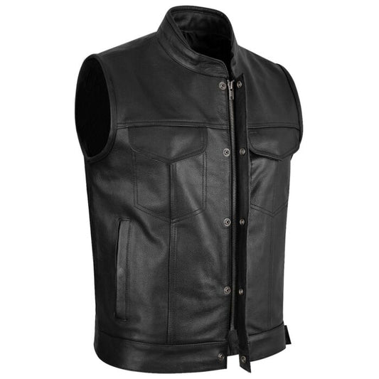 Gilet Cuir Biker — 6 Poches, Fermetures YKK | 100% Cuir Vachette | Urban Rider™ - LE PRATIQUE DU MOTARD