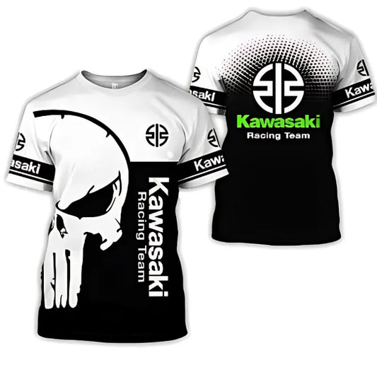 Biker T-shirt: Kawasaki Skull - The Racing Spirit Reinvented