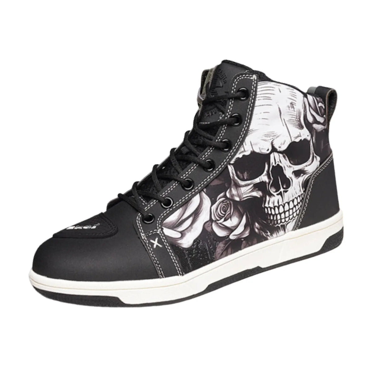 Basket Moto Skull & Roses Montante | URBANDARK™ - LE PRATIQUE DU MOTARD
