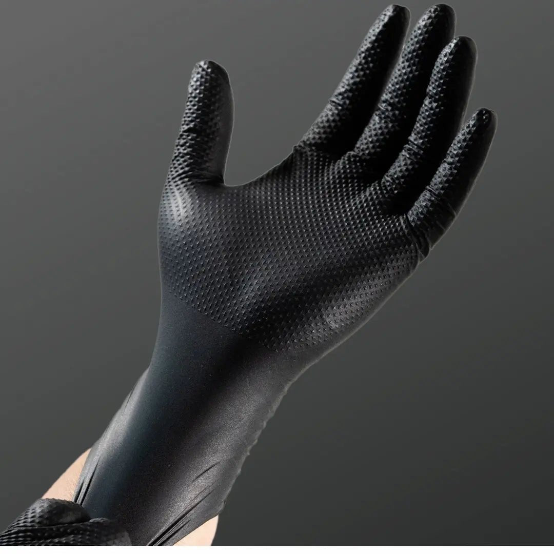 Gants Nitrile Noir ultra résistant – 8 Mil, Texture Diamant, Jetables - LE PRATIQUE DU MOTARD