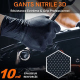 Gants Nitrile Noir ultra résistant – 8 Mil, Texture Diamant, Jetables - LE PRATIQUE DU MOTARD
