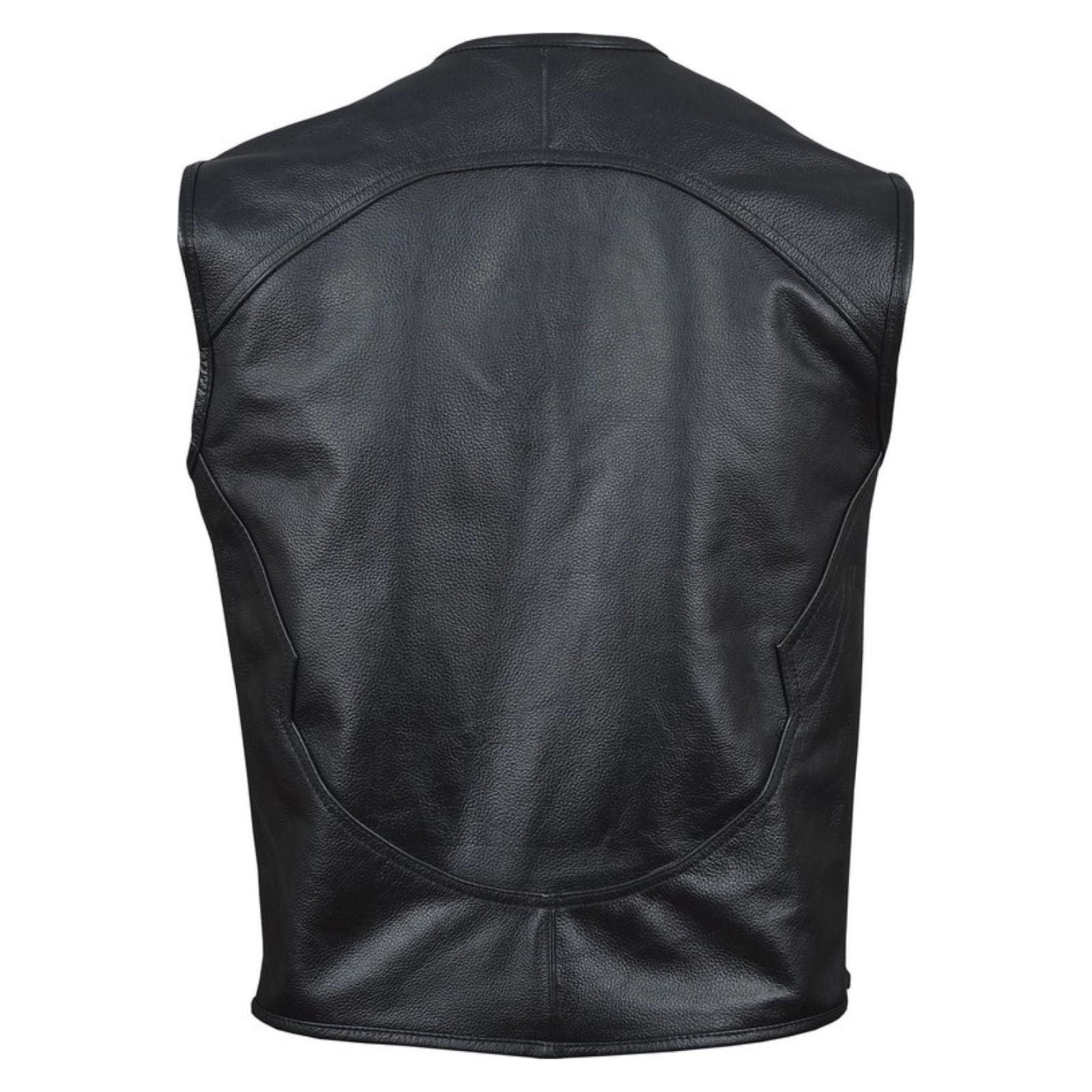 Gilet cuir vachette biker custom sans manche — fermeture latérale extension — Le Pratique du Motard