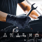 Gants Nitrile Noir ultra résistant – 8 Mil, Texture Diamant, Jetables - LE PRATIQUE DU MOTARD