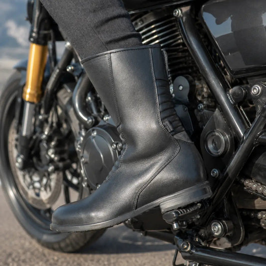 Bottes Moto Femme Cuir Imperméable CE, Noir | Valentina