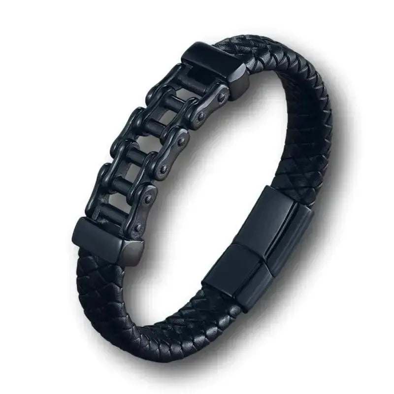 Bracelet chaine moto et cuir - Le Pratique du Motard